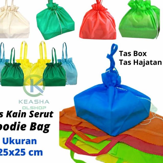 Tas Spunbond Tas Kain Goodie Bag Serut Polos Ukuran 25 x 25 Cm - Kuning