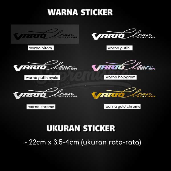 Stiker Vario Clean Edition / Sticker Motor Clean Edition Vario Beat ADV PCX Mio Signature / Stiker Signature Vario Beat ADV PCX Aerox / Sticker Chrome Vario Beat ADV PCX Glossy Waterproof / Sticker Hologram Signature Vario Beat ADV PCX (Selalu Ready)