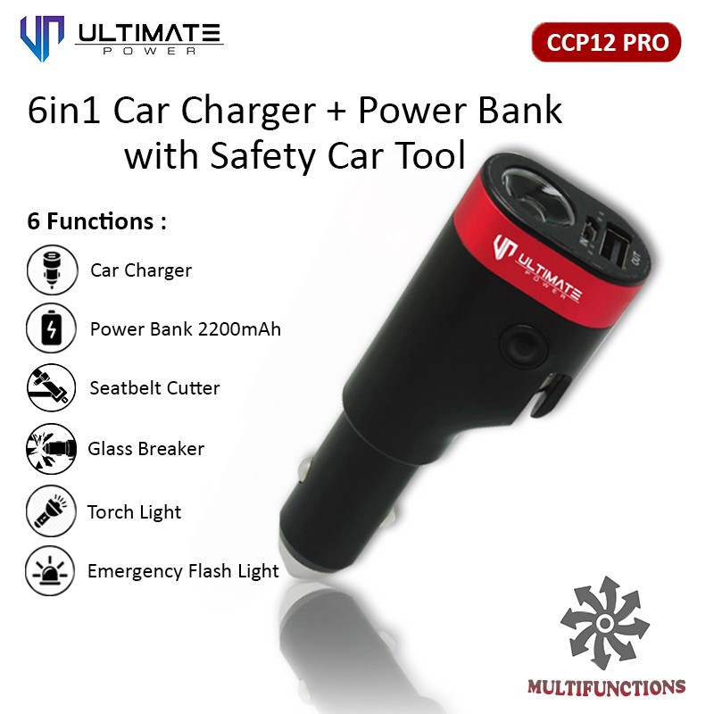 Car mobil + Powerbank with Safety Car Tool Ultimate Power CCP12 Pro 6in1