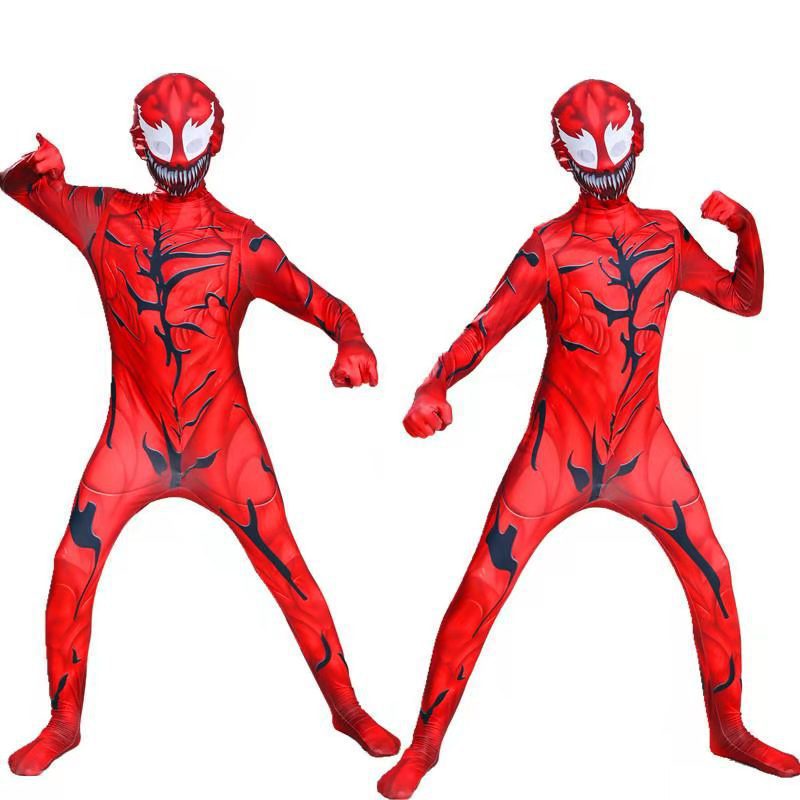 Marvel Anak-anak Racun Kostum Cosplay Superhero Racun Super Hero Jumpsuit Bodysuit Anime Halloween Anak Anak Laki-laki