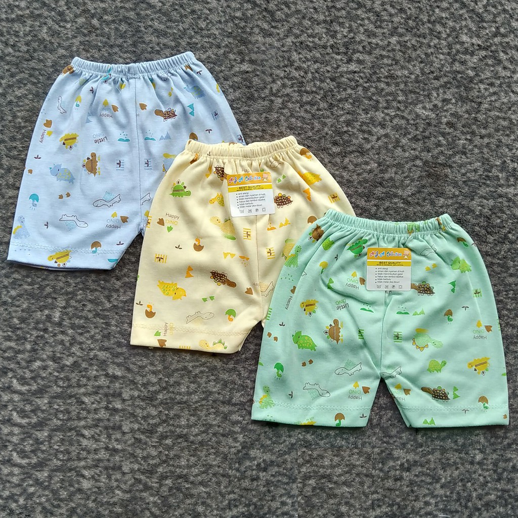 3 Pcs Celana Pendek Bayi ELVIRA Baby - Celana Dalam Pendek / Kotak Bayi - Mix 3 Warna Bermotif