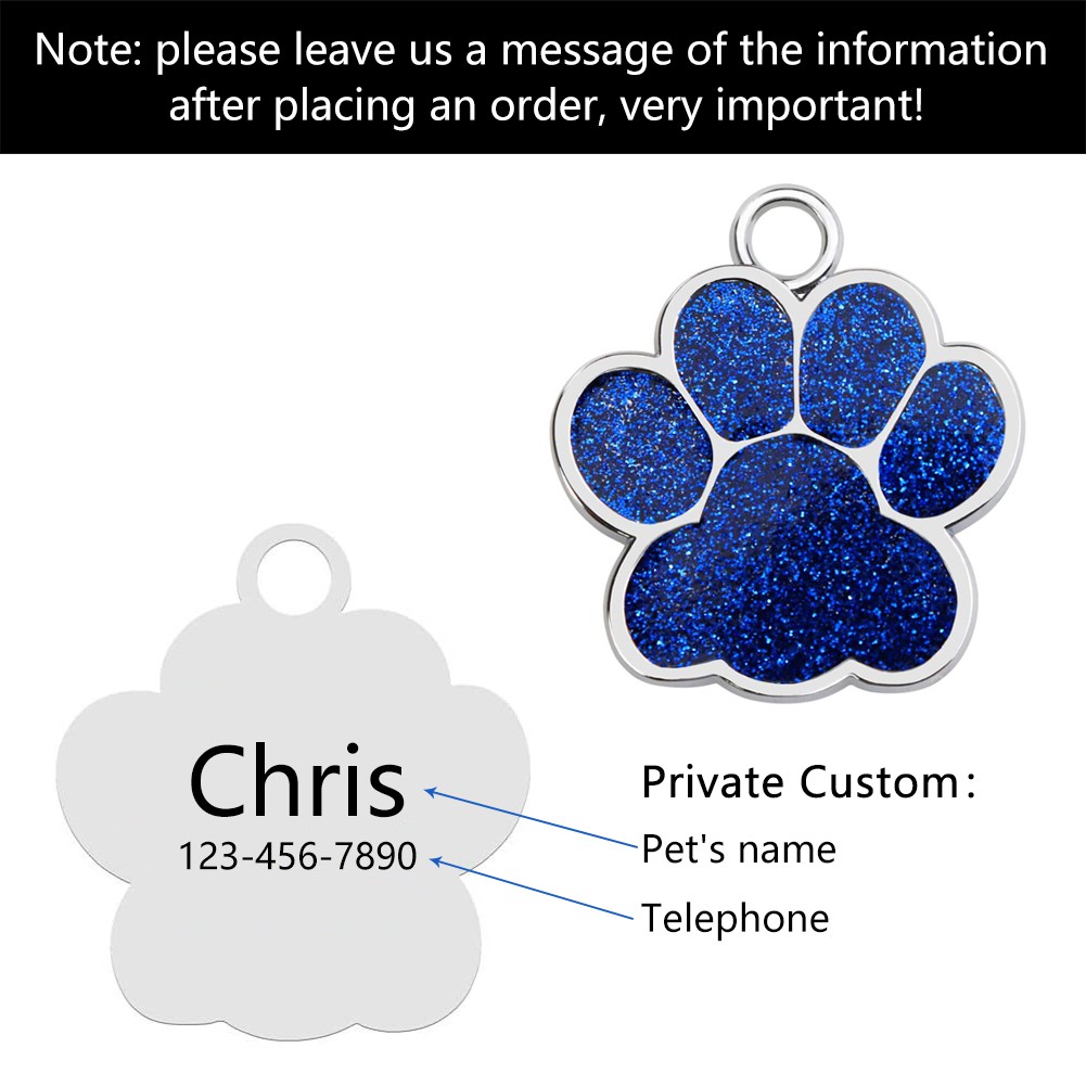 Liontin Tag Nama Bentuk Cakar Glitter Untuk Aksesoris Kalung Anjing Kucing Peliharaan