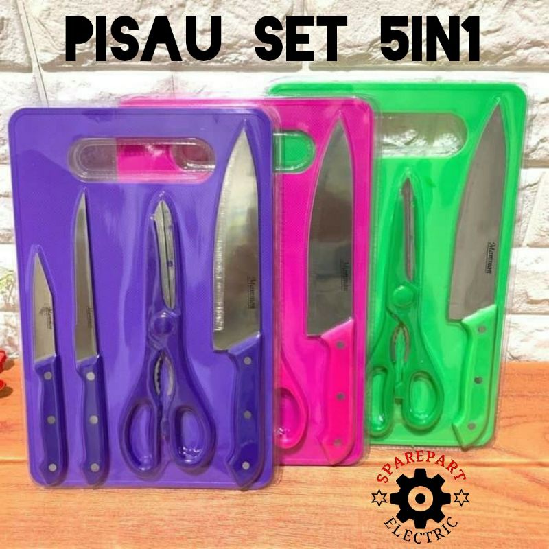 PISAU DAPUR SET 5 IN 1 LENGKAP - PISAU TALENAN GUNTING SERBAGUNA ALAT DAPUR