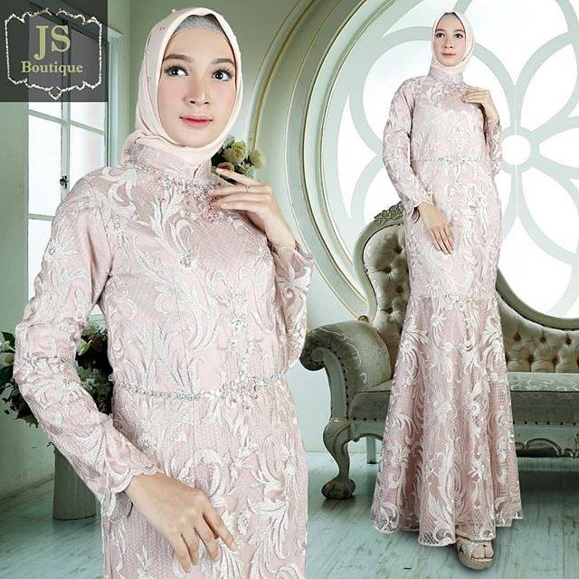 READY DRESS PESTA ORIGINAL BY JS COLLECTION / GAUN DUYUNG MERMAID / GAMIS KONDANGAN MEWAH