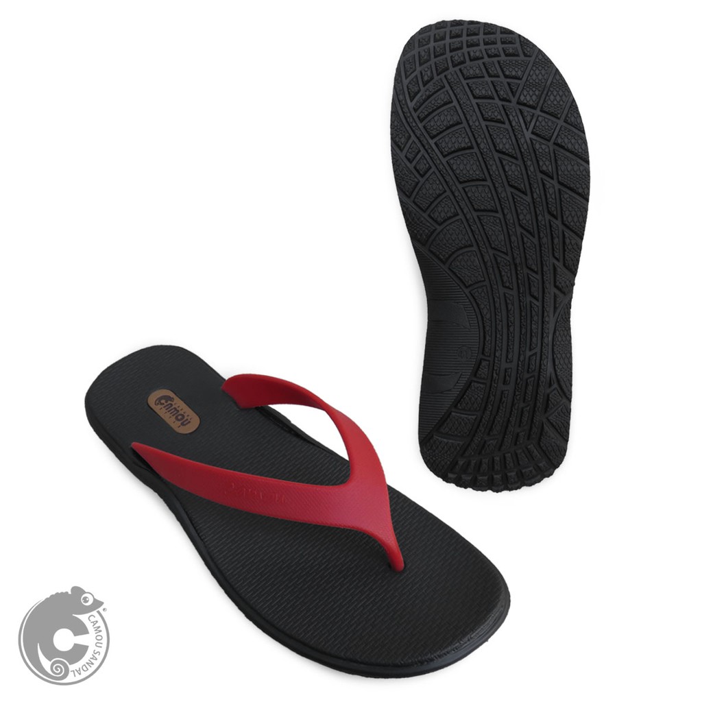 CAMOU - Scott Fire - Sandal Jepit Pria Comfort Casual Hitam Merah Mens Fashion Rubber Sole