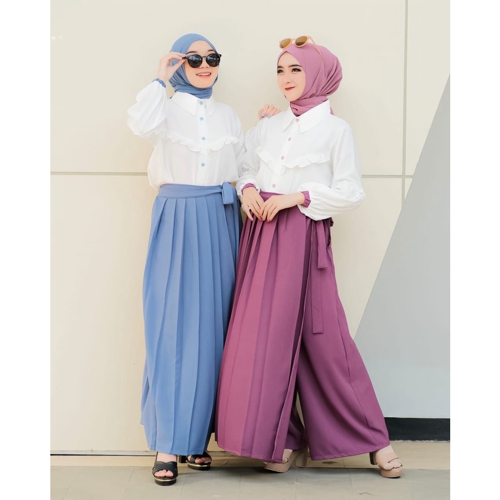 SET ROK CELANA KULOT NIKITA ANNUR AMBER KOREA STYLE KEMEJA TIFANI TWILL SET KERJA HITAM PUTIH TERBARU MIX WARNA PASTEL LUCU TREND TERKINI baju kerja wanita