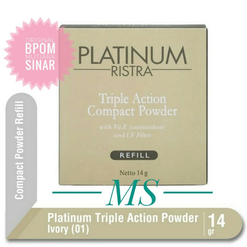 Ristra Platinum Triple Action Compact Powder Refill 01 Ivory 14gr