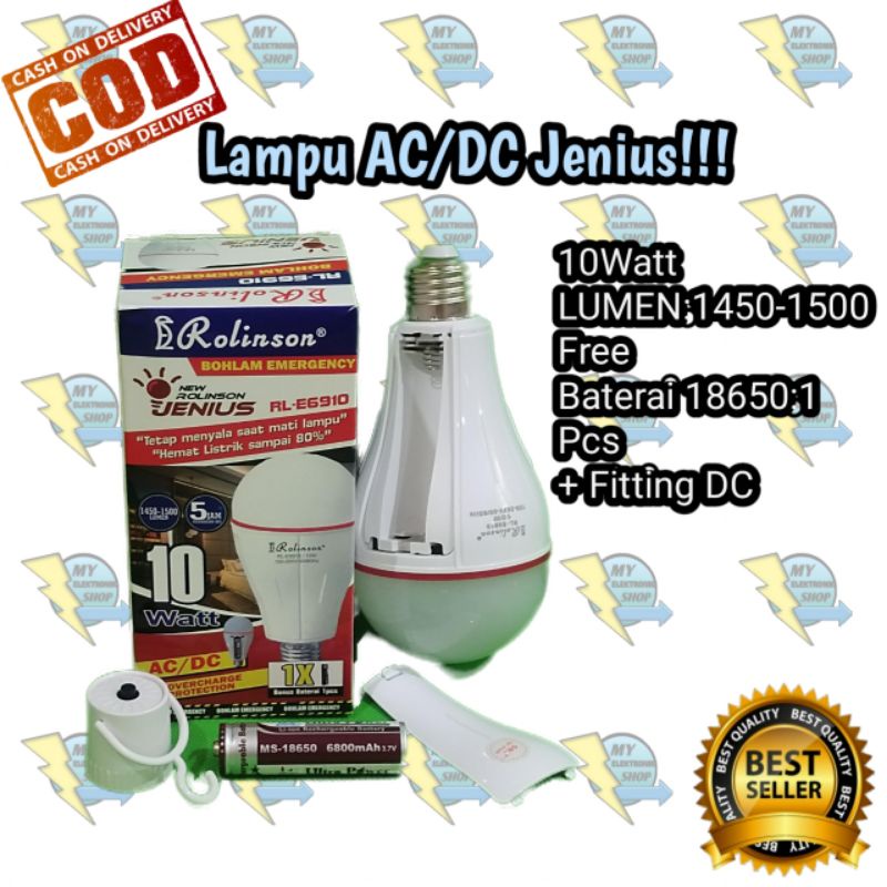 Lampu Emergency 10Watt LED Rolinson, Lampu AC/DC 10W LED, Lampu Magic, Lampu jenius, Lampu Ajaib Rolinson RL-E6910