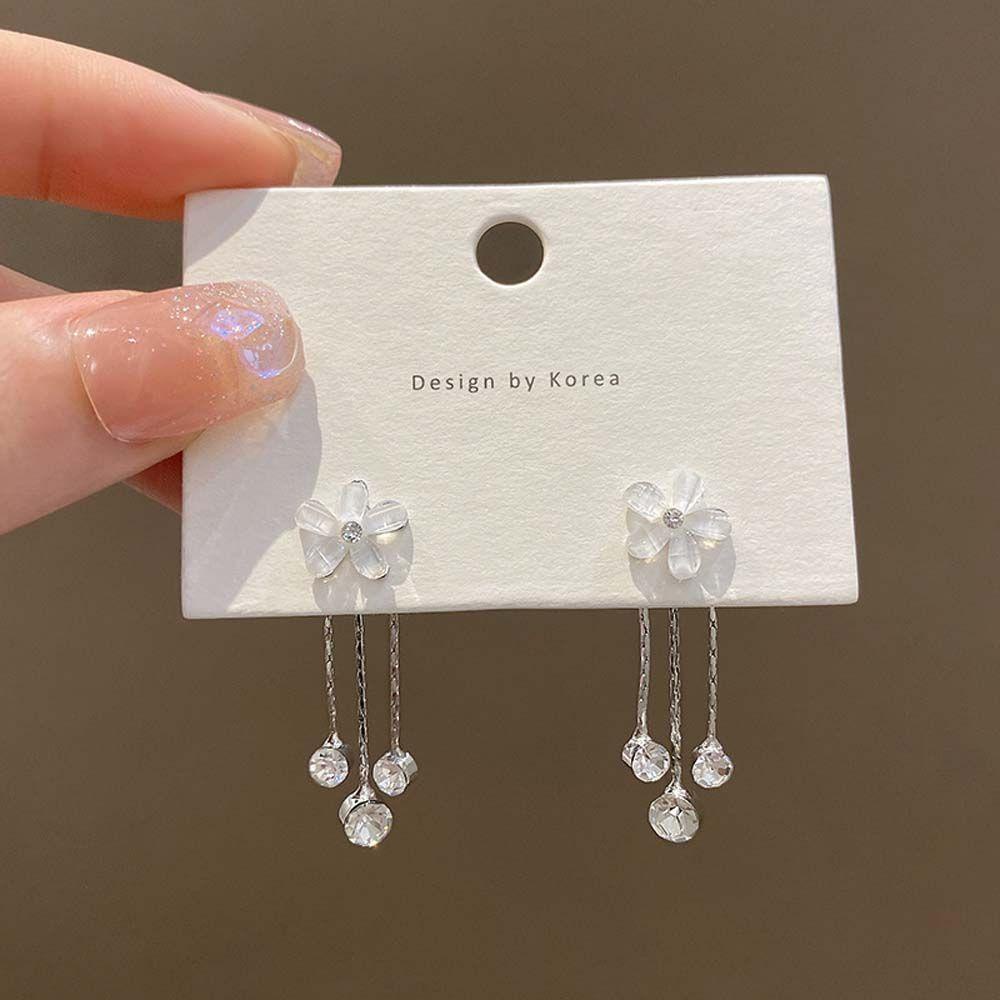 Needway Bunga Anting Elegan Perhiasan Aksesoris Kelopak Anting Stud Zirkon Liontin Anting