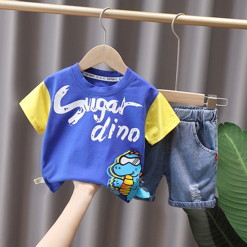 Setelan Anak Laki Laki SUGAR DINO Summer Children Set 2in1 Korean Style Import