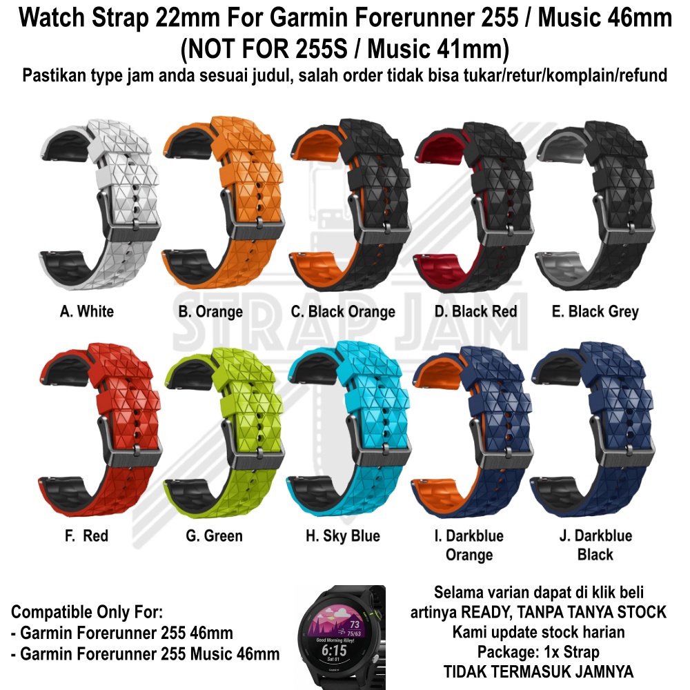 HPF 22mm Tali Jam Garmin Forerunner 255 / Music 46mm - Strap Rubber Silikon Model Diamond