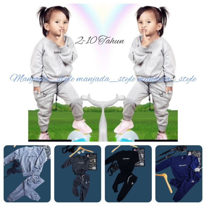 Baju Anak Setelan Sweater Trening Training Jogger Olahraga Laki-Laki/Perempuan 2-12 tahun