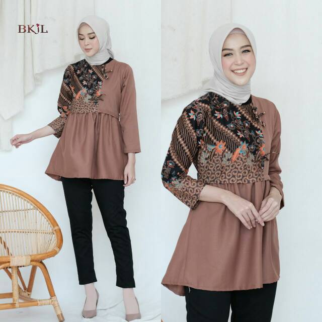 tey-17 Batik wanita ASJ SA HRB026 Kenongo Kemeja Tosca Pendek-2