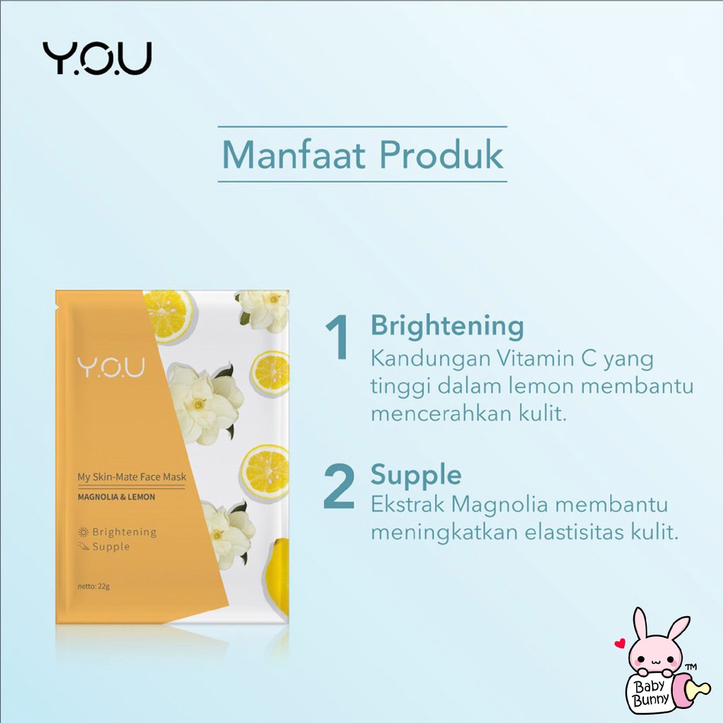 ❤ BELIA ❤ YOU My Skin - Mate Face Mask 22g | Sheet Masker Y.O.U makeups Skin Care (✔️BPOM)