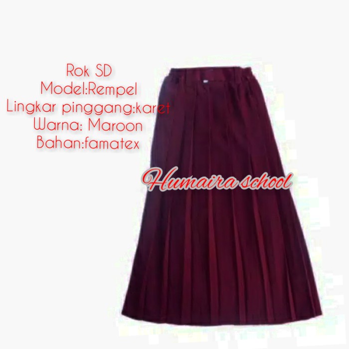 

SERAGAM SEKOLAH ROK REMPEL PANJANG SD KARET MAROON SIZE 24 s/d L5 - MAROON, 24-25