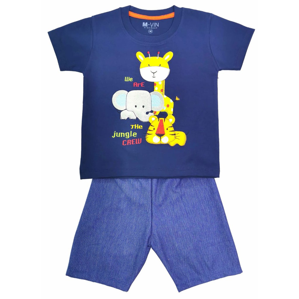 Setelan Anak Bordir Animal - baju anak - setelan anak laki - baju anak laki bordir 1-9Tahun M-VIN