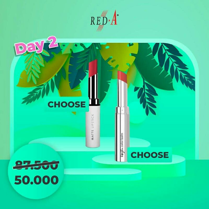 Paket Matte Lipstick Lip Glo Color Balm Red-A