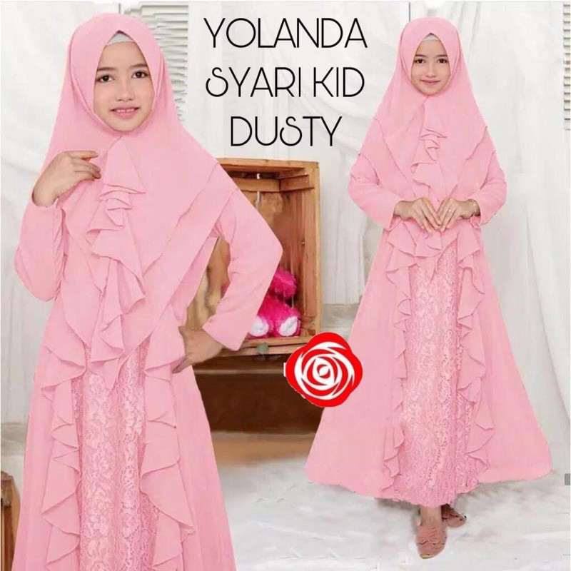 syari anak gamis terbaru 2021 yolanda syari kid dusty anak 9-12 tahun