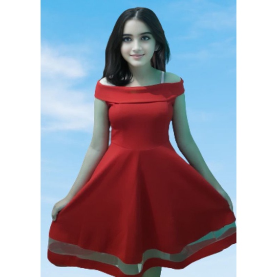 dress pendek sabrina merah