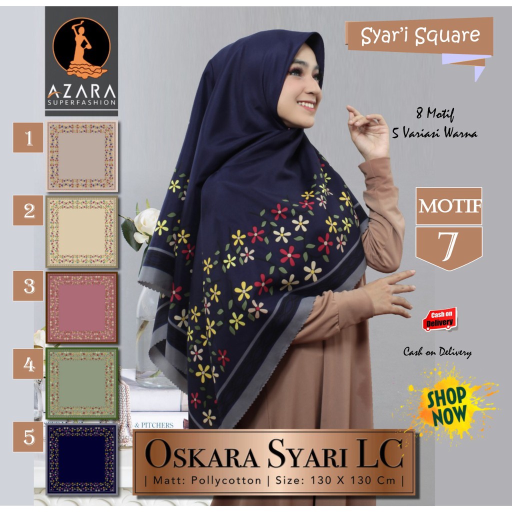 Jilbab Segi Empat Oskara Syari Laser Cut Motif 7 by Azara Scarf - Ecer