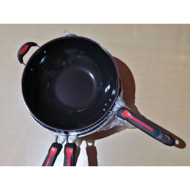 kuali tangkai enamel HST pegangan kuali 32 cm enamel black hitam murah bunda