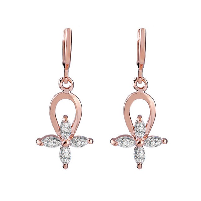 LRC Anting Tusuk Fashion Rose Gold Flower Earrings F58739