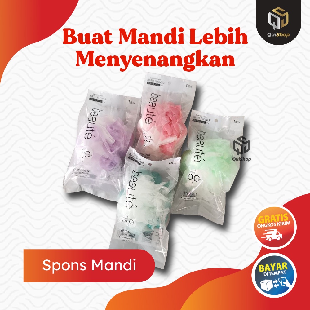 Shower Puff Beaute Premium Lembut Spons Mandi Bath Ball Flower Foam