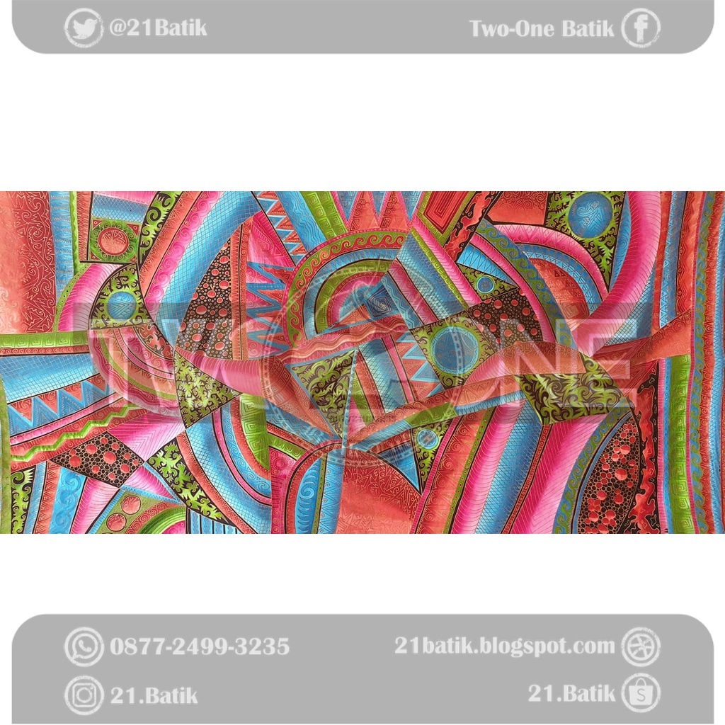 SARUNG BATIK TULIS MOTIF DOODLE PINK HIJAU BIRU