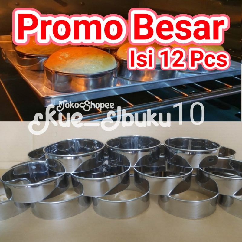 12 Pcs ring roti bulat / ring Cromboloni burger/ ring cutter stainless Cetakan Kue Cake Bakery 5/6/7/8/9/10/11/12  tinggi 3 cm