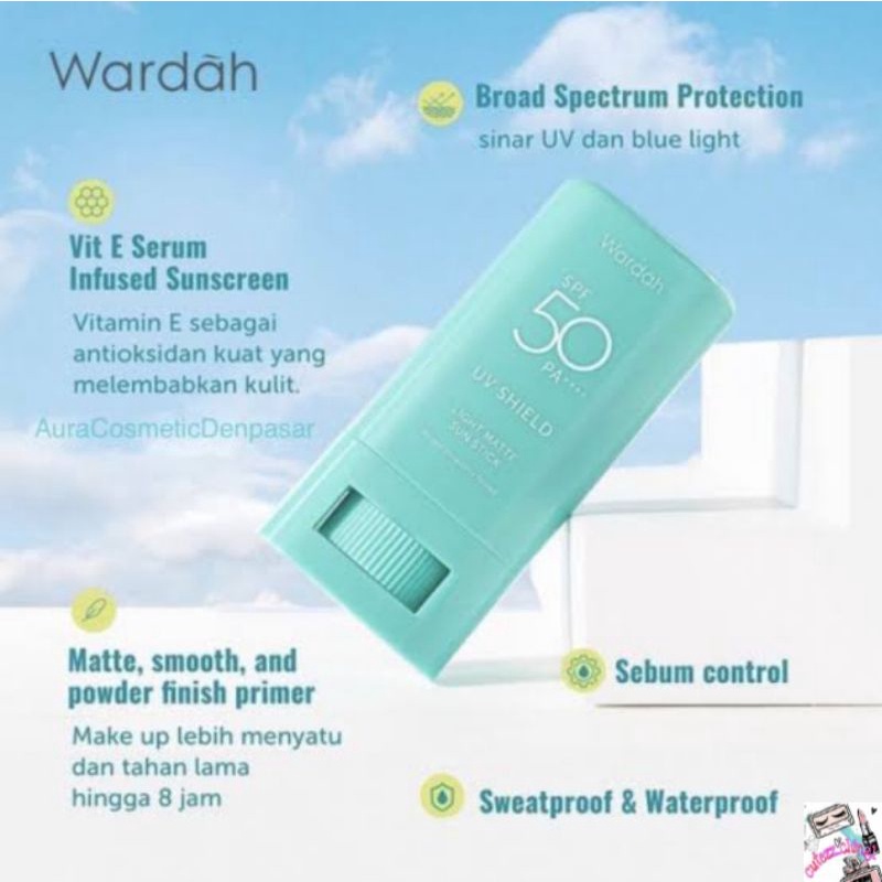 ☃Cutezz_Ching1☃Wardah UV Shield Light Matte Sun Stick SPF 50 PA+++ 22g