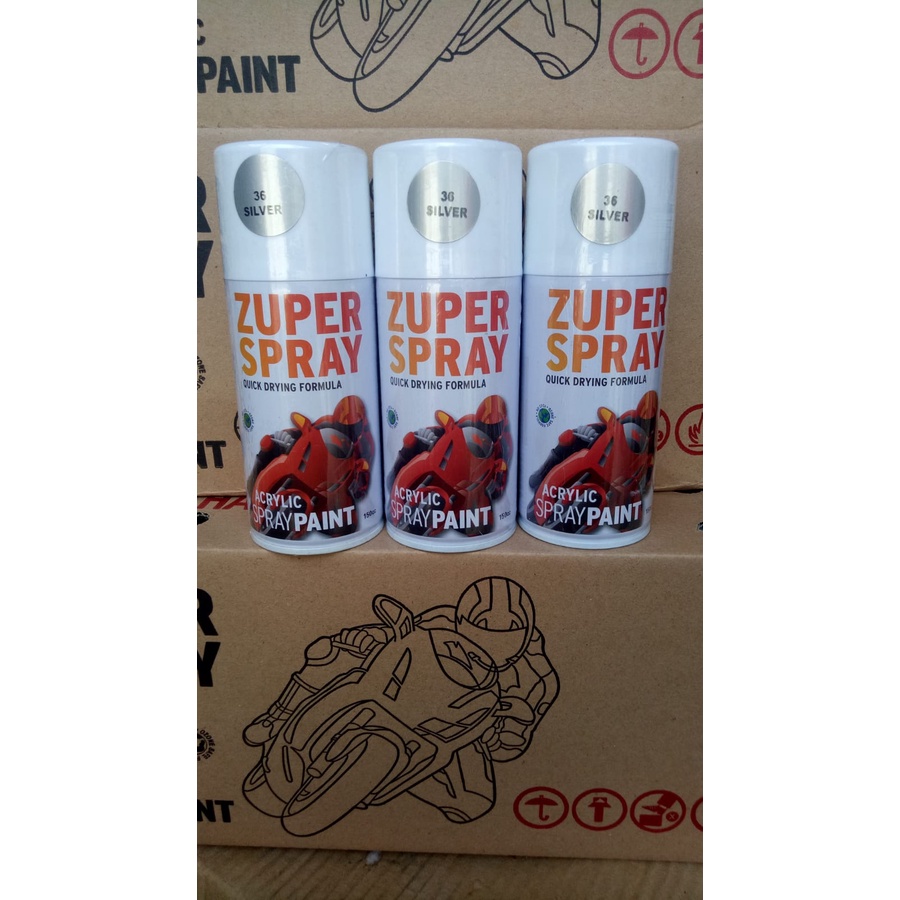 cat semprot pilok pilox zuper silver 36 150cc zuper spray silver p36 150cc