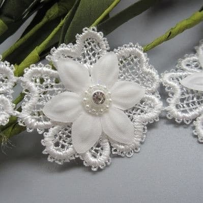 Lace Patch - White Flower Beading #27 (6pcs)