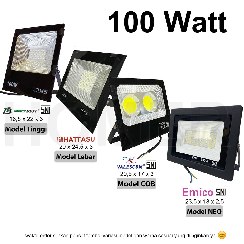 Lampu Led Sorot Tembak Floodlight Outdoor Smd Cob 100w 100 Watt Probest Hattasu Valescom Emico 