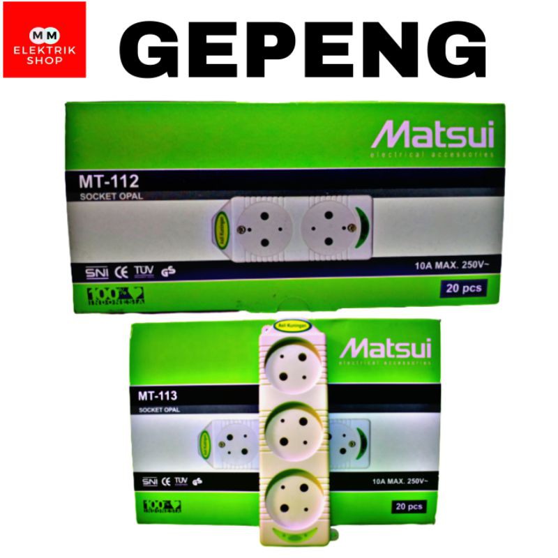 MATSUI Stop Kontak Gepeng Socket Oval 2 Lobang 3 Lobang Kuningan Best Seller MATSUI