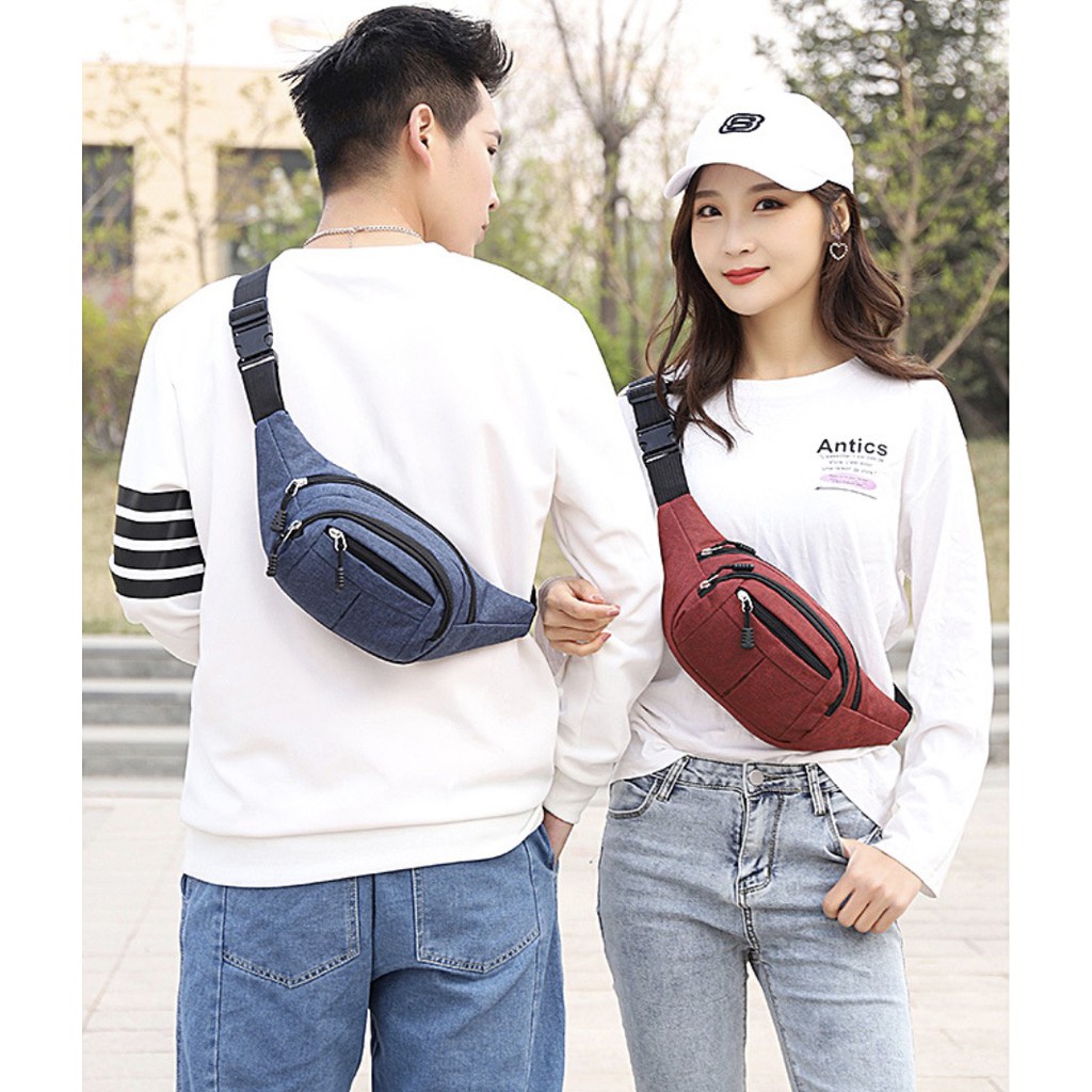 WYK63 Tas Pinggang Selempang Pocket Polyester Casual Pack Impor TKM