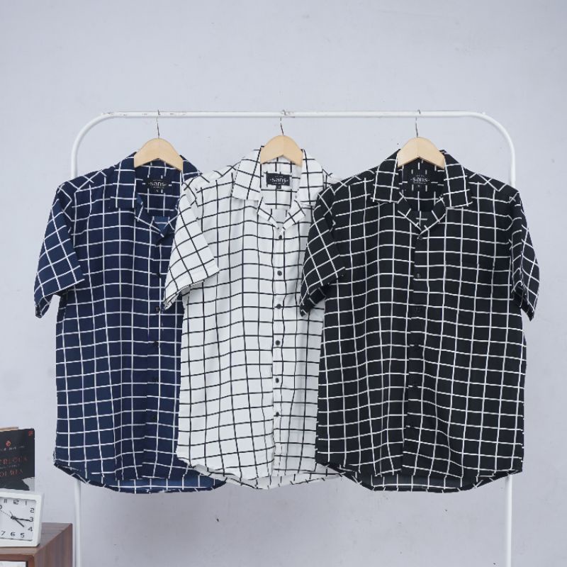 Kemeja Kotak Pendek Tatum Slim Fit