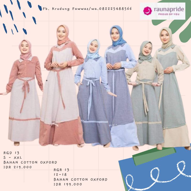 RGR 13 & RGD 13/GAMIS COUPLE DEWASA DAN REMAJA/GAMIS BY RAUNA TERBARU