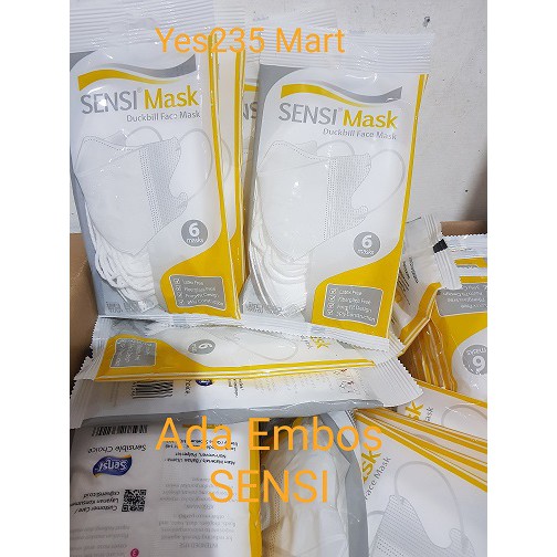 Masker Sensi Duckbill Sachet isi 6 BEREMBOSS SENSI/ORIGINAL/READY STOCK