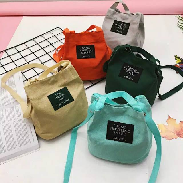 Tas selempang mini canvas import korea totebag
