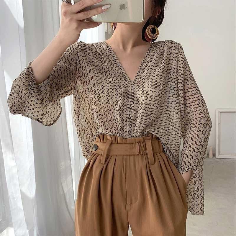 BLOUSE WANITA KOREA SIFON#ATASAN LENGAN PANJANG HALUS