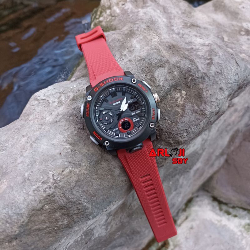 JAM TANGAN PRIA GSHOCK CASIO GA 2000 DOUBLE TIME ANALOG DIGITAL