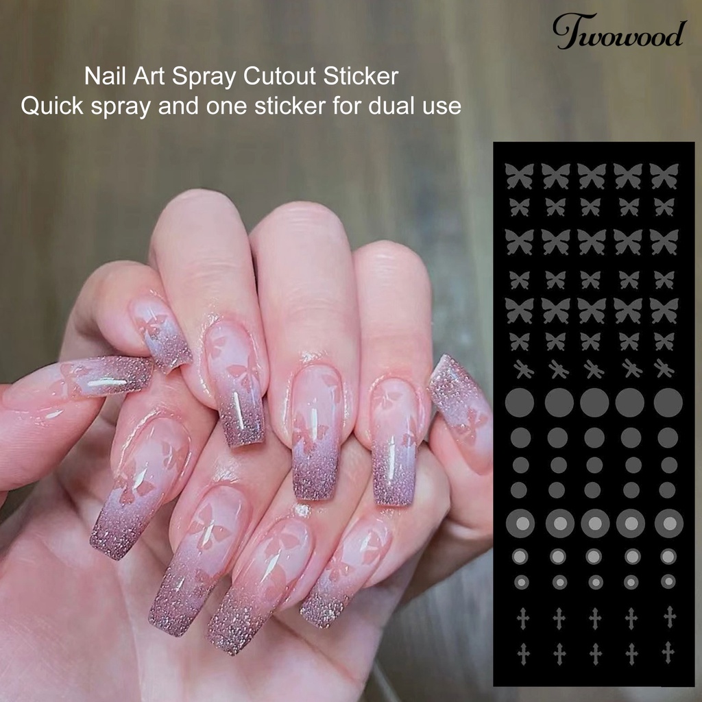 Twowood Stiker Kuku Motif Hati / Bintang Untuk Nail Art DIY