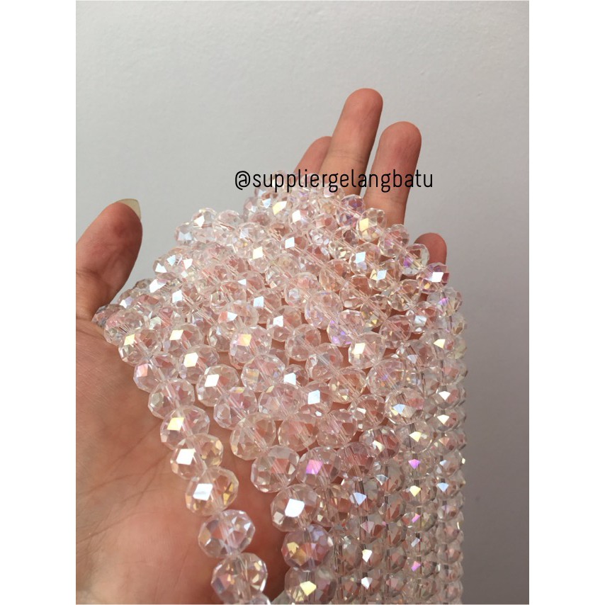 Crystal Ceko kilap 12mm WHITE QUARTZ putih bening kerajinan craft umkm aksesoris pria wanita grosir