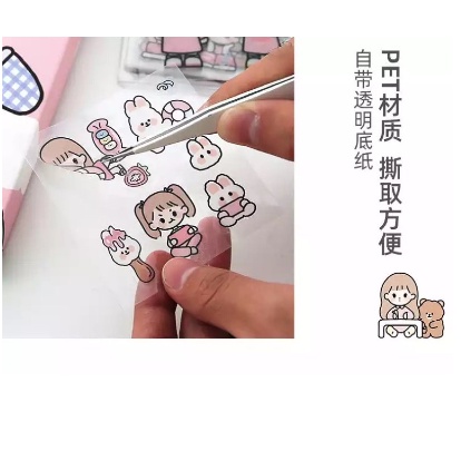 [ ABJ ]  ( 1 lembar ) Stiker 2D Sticker botol minum 2D plastik anti air/Buku Diary Stiker Motif/Stiker Anti Air