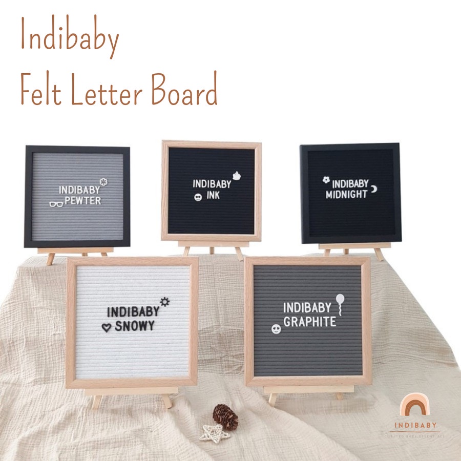 Indibaby Felt Letter Board Oak | Papan Tulisan Clip