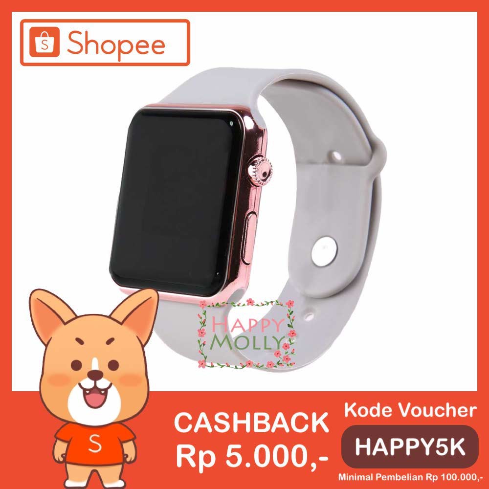 LED Watch [ Grey Rose Gold ] Jam Tangan Digital Pria & Wanita - Strap Rubber