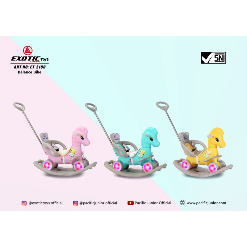 Sepeda Ride On Kuda-Kudaan Ayun Anak Exotic  ET-2108 Kuda dan ET-2110 Dino dan ET 2009 BEBEK