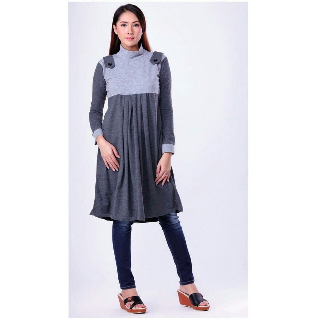 JC BUSANA MUSLIMAH BAJU MUSLIM WANITA WARNA ABU