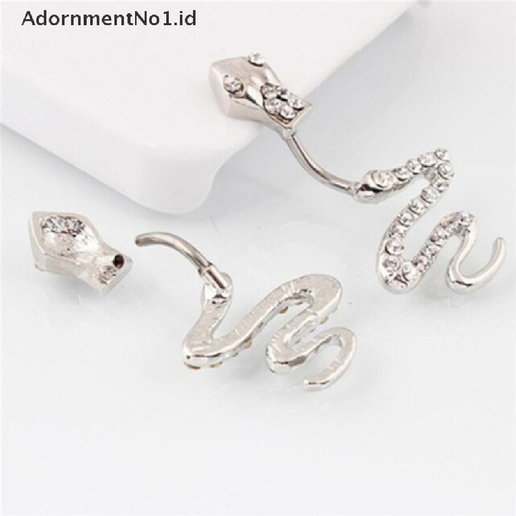 (AdornmentNo1) Cincin Tindik Perut / Pusar Bentuk Ular Bahan Stainless Steel Untuk Wanita