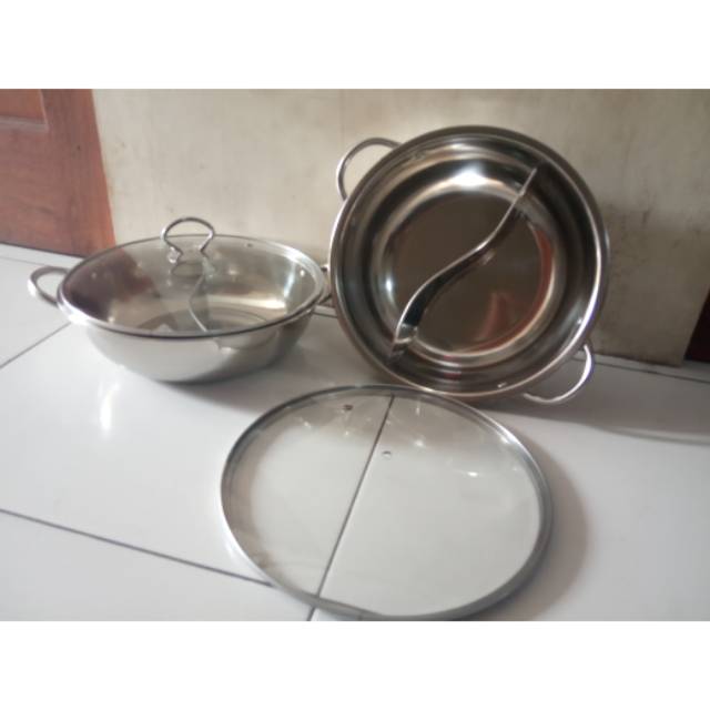 Panci shabu/sekat tutup kaca 28cm